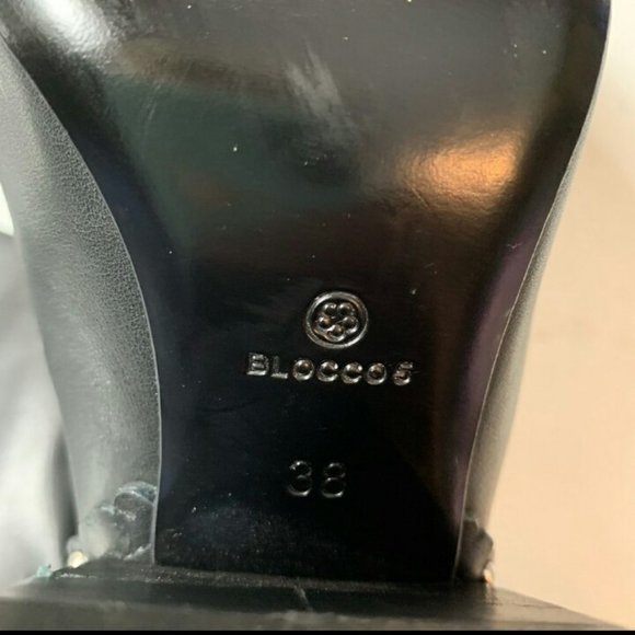 BLOCCO 5 BLACK LEATHER BOOTS GROMMETS Womens 38 / 7.5 - 8 goth witchy office - Picture 4 of 9